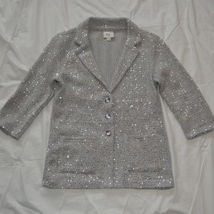 ECI New York silver sequined knit sweater jacket